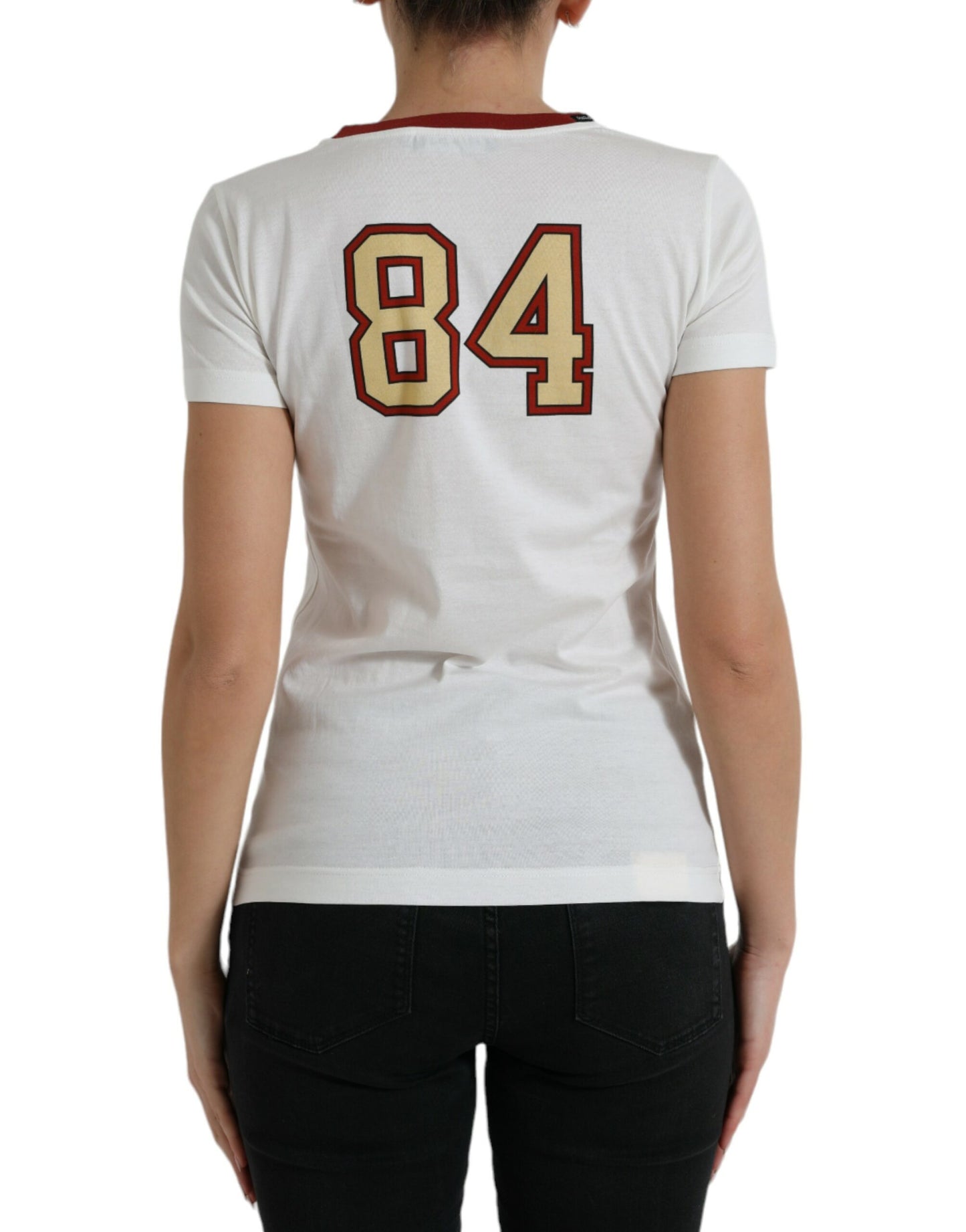 Dolce &amp; Gabbana Weißes T-Shirt-Oberteil „Bring Me To The Moon“