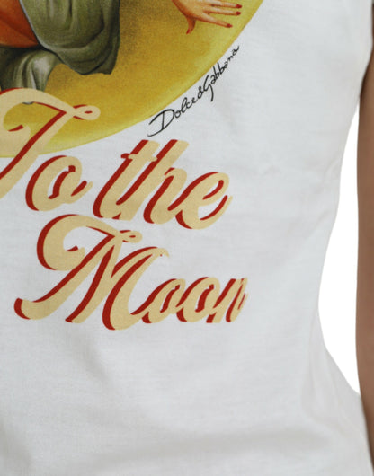 Dolce &amp; Gabbana Weißes T-Shirt-Oberteil „Bring Me To The Moon“