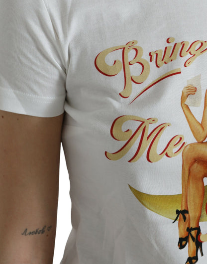Dolce &amp; Gabbana Weißes T-Shirt-Oberteil „Bring Me To The Moon“