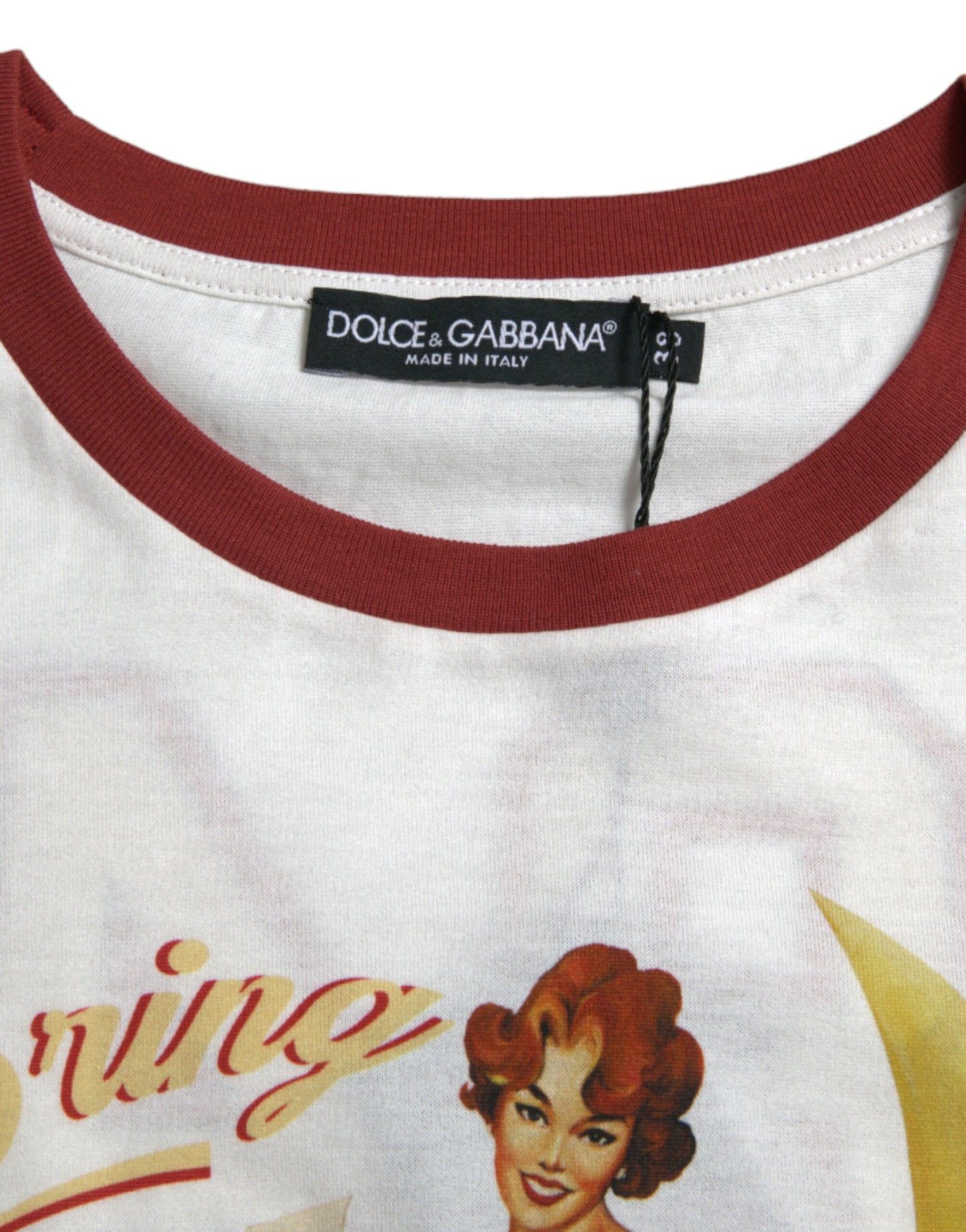 Dolce &amp; Gabbana Weißes T-Shirt-Oberteil „Bring Me To The Moon“