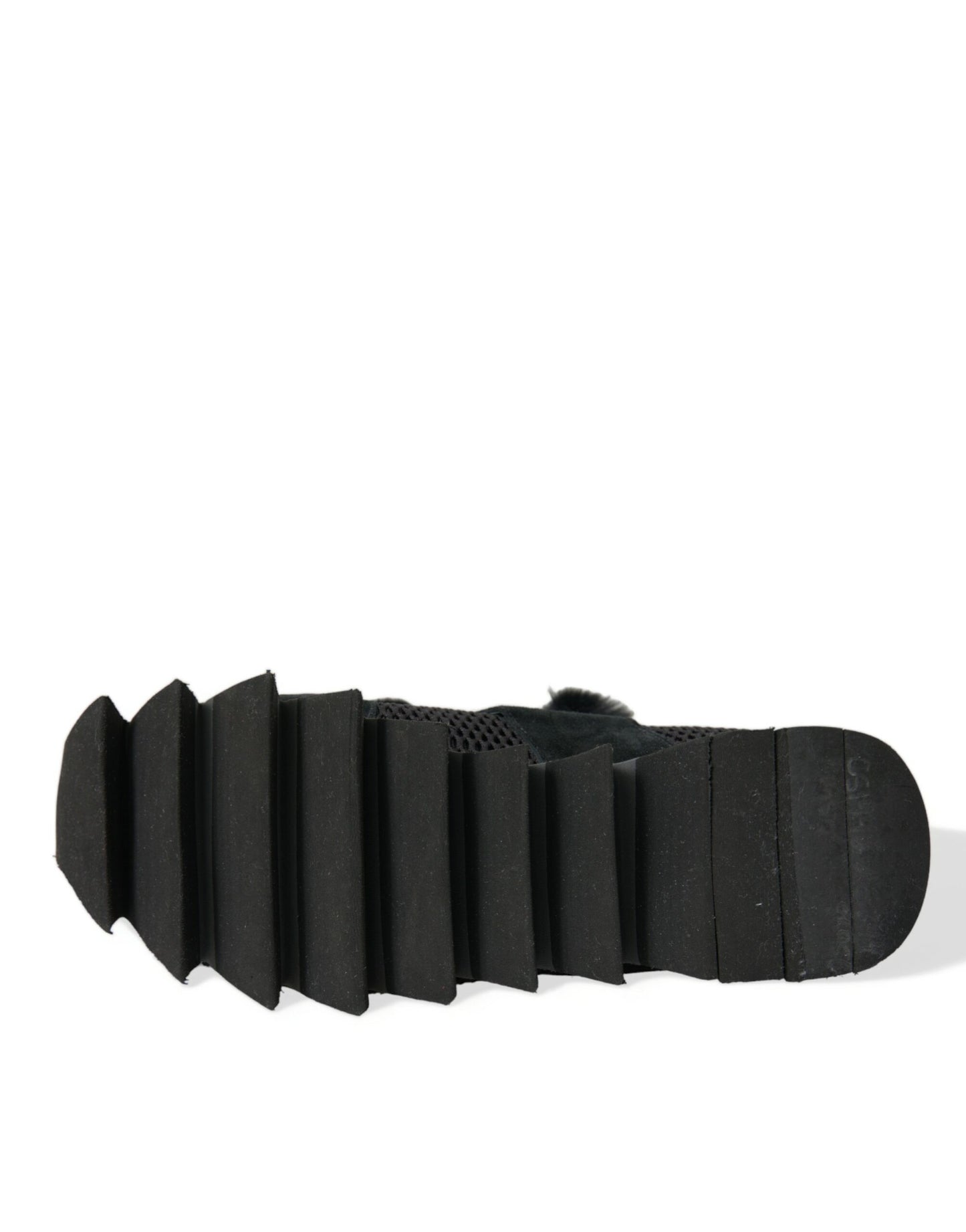 Dolce &amp; Gabbana – Schwarze Sneakers aus Wildleder mit Pelzverzierung