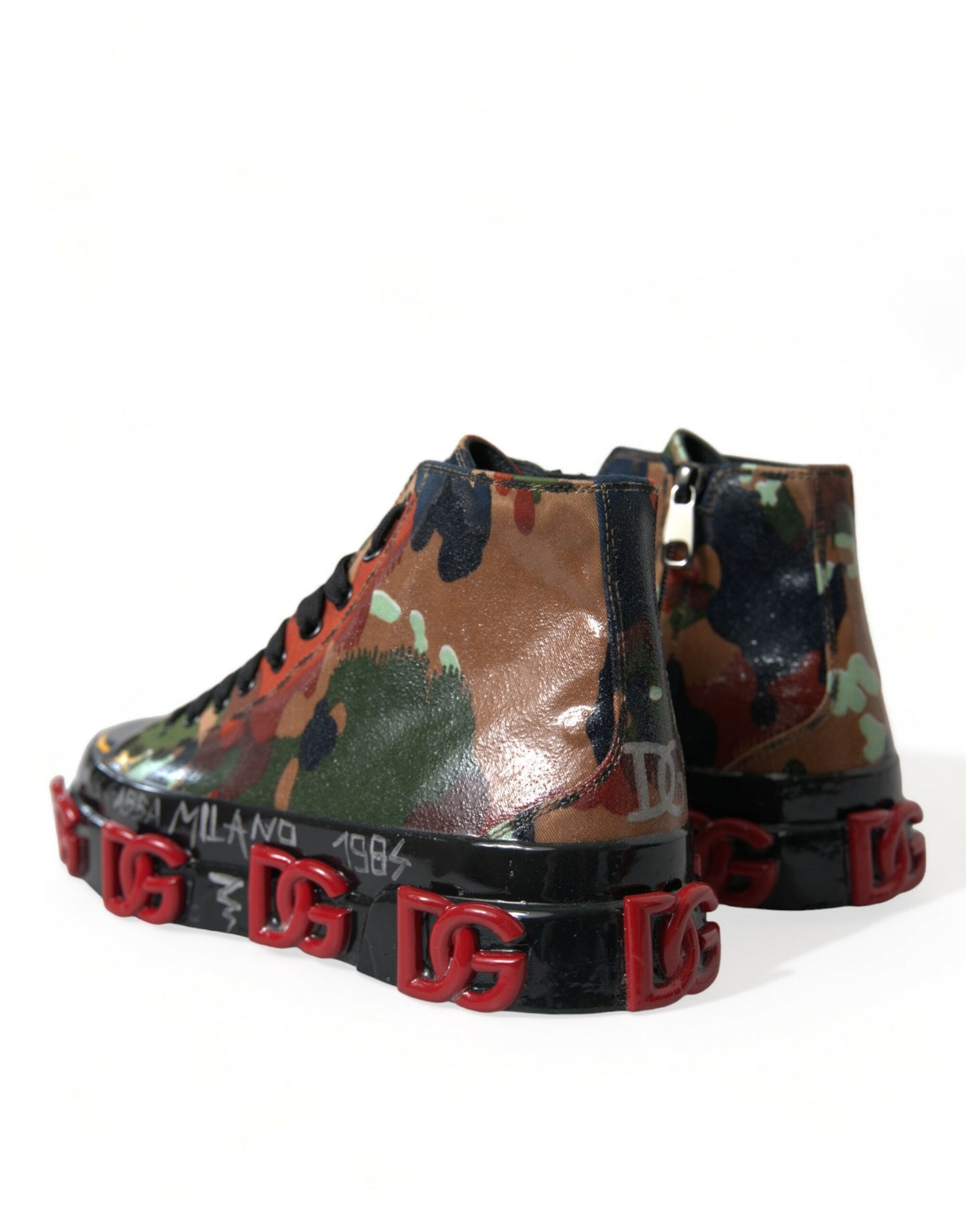 Dolce &amp; Gabbana Multicolor Camouflage High Top Sneakers Schuhe