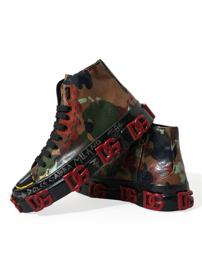 Dolce &amp; Gabbana Multicolor Camouflage High Top Sneakers Schuhe