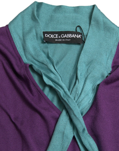 Dolce &amp; Gabbana – Mehrfarbiger Pullover mit Schleifenverschluss