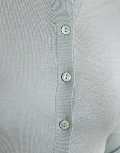 Dolce &amp; Gabbana Hellblauer Cardigan-Pullover aus Seide mit Rundhalsausschnitt