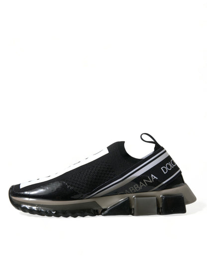 Dolce &amp; Gabbana Schwarz-Weiß Slip-On Sneakers Sorrento Schuhe