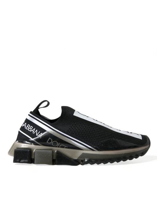 Dolce &amp; Gabbana Schwarz-Weiß Slip-On Sneakers Sorrento Schuhe
