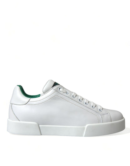 Dolce &amp; Gabbana Weiß Grün Leder Portofino Sneakers Schuhe