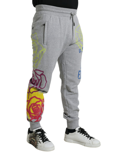 Dolce &amp; Gabbana Jogginghose aus grauer Baumwolle mit Graffiti-Print