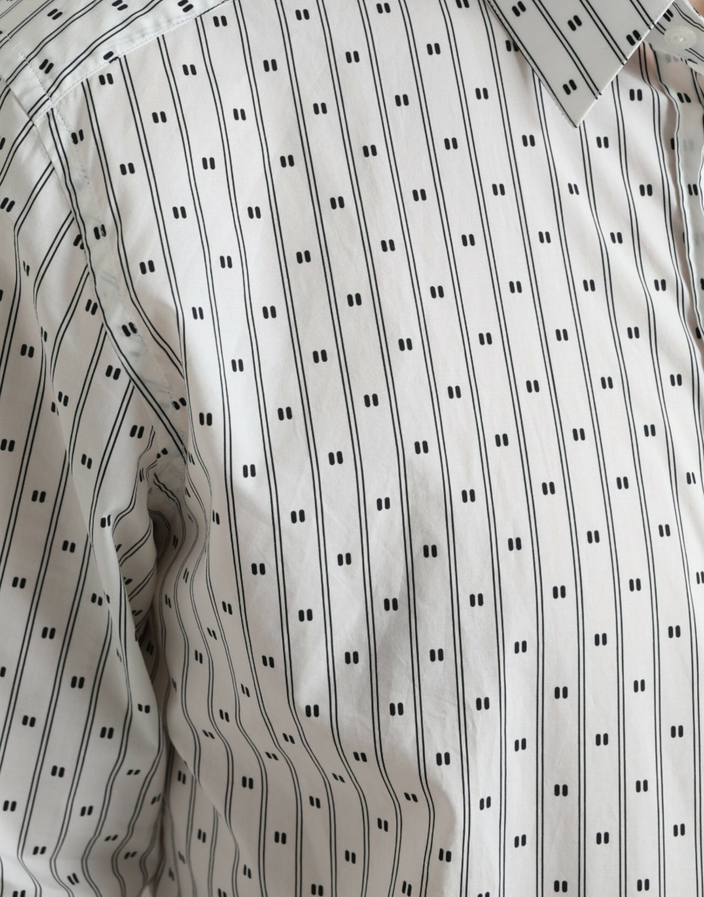 Dolce &amp; Gabbana Weiß gemustertes Herren GOLD Formelles Hemd