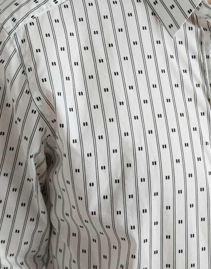 Dolce &amp; Gabbana Weiß gemustertes Herren GOLD Formelles Hemd