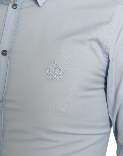 Dolce &amp; Gabbana Himmelblaues Herren-Formalhemd aus Baumwolle in GOLD