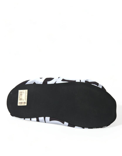 Dolce &amp; Gabbana – Weiße Slipper aus Nylon mit Logo-Print