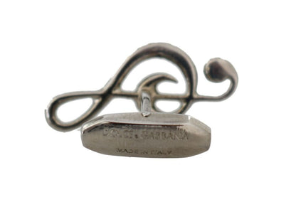 Dolce &amp; Gabbana Manschettenknöpfe aus silbernem Messing mit Zitterschlüssel und Kristall