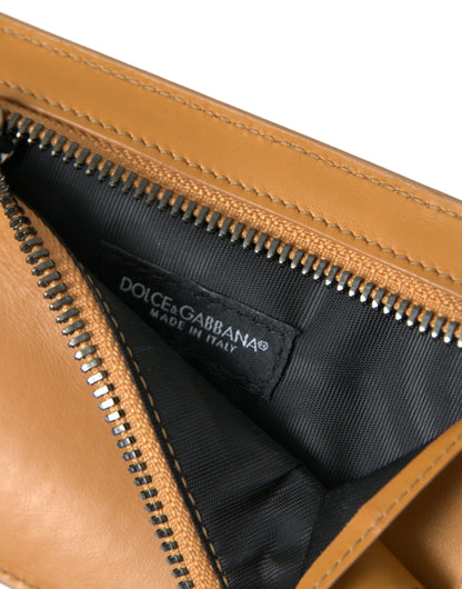 Dolce &amp; Gabbana – Kreditkartenetui aus orangefarbenem Kalbsleder mit Clipverschluss