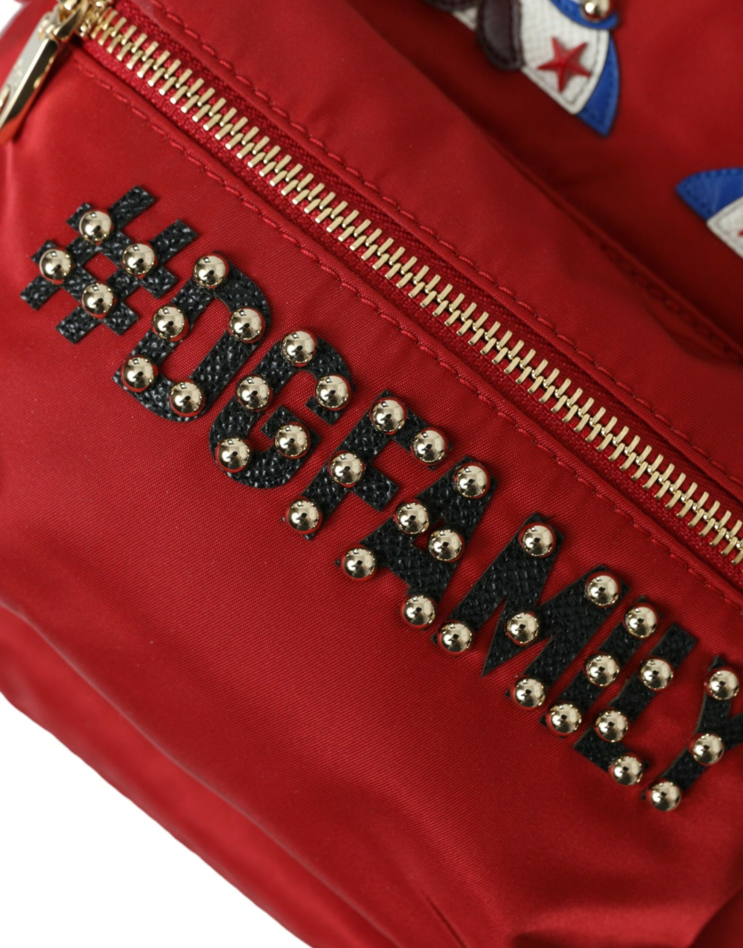 Dolce &amp; Gabbana Roter #DGFAMILY Verzierter Rucksack VULCANO Tasche