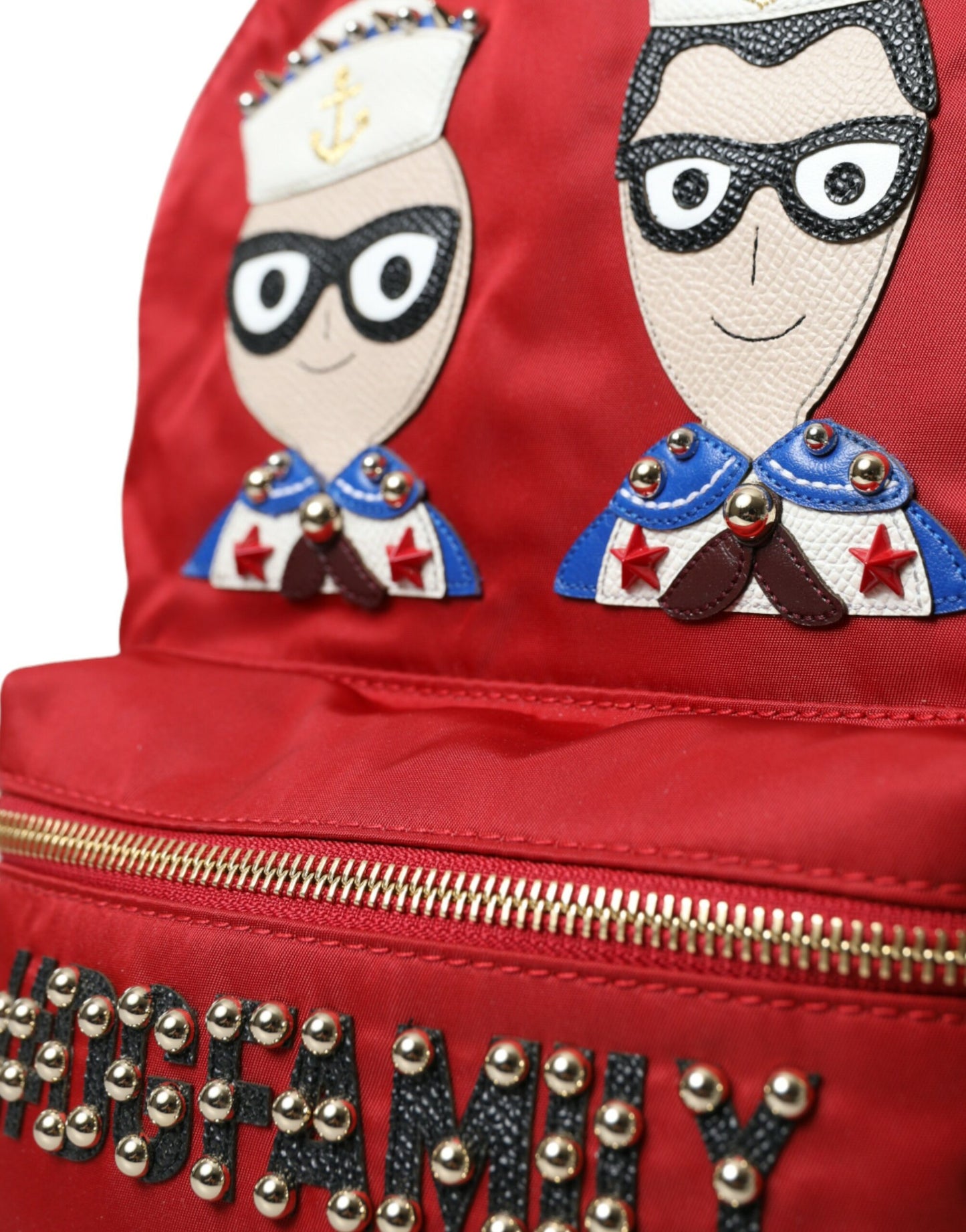 Dolce &amp; Gabbana Roter #DGFAMILY Verzierter Rucksack VULCANO Tasche