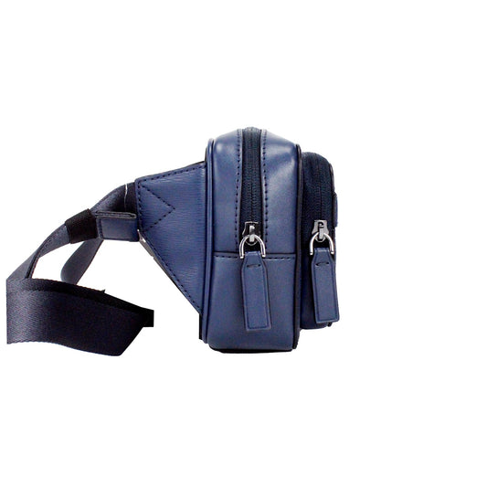 Michael Kors – Cooper – Kleine, marineblaue Gürteltasche aus glattem Leder mit Doppelreißverschluss