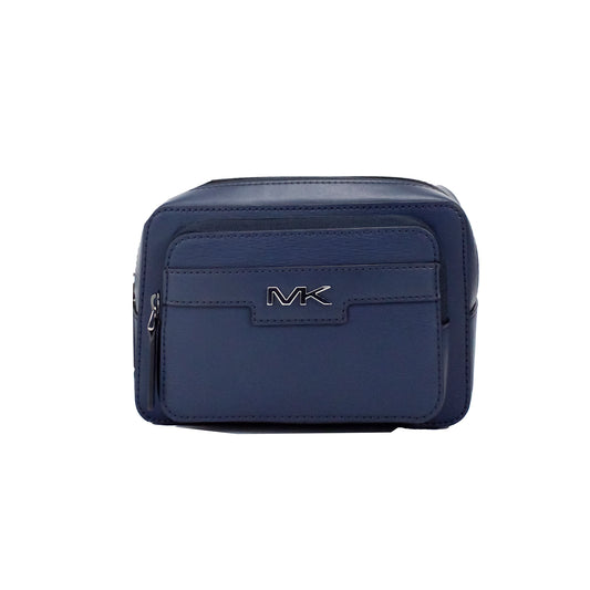 Michael Kors – Cooper – Kleine, marineblaue Gürteltasche aus glattem Leder mit Doppelreißverschluss