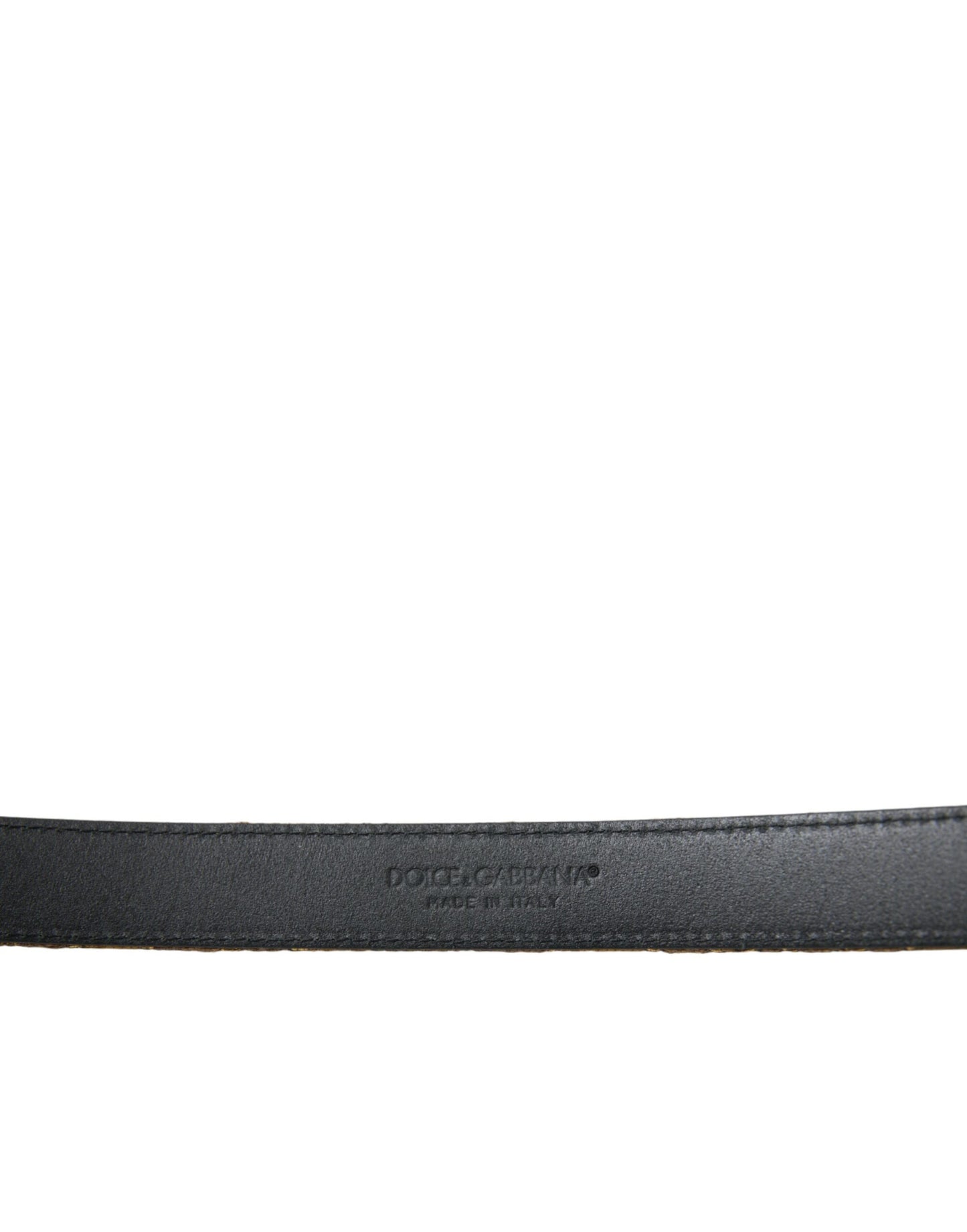 Dolce &amp; Gabbana – Goldfarbener Jacquard-Gürtel aus Leder mit silberner Metallschnalle