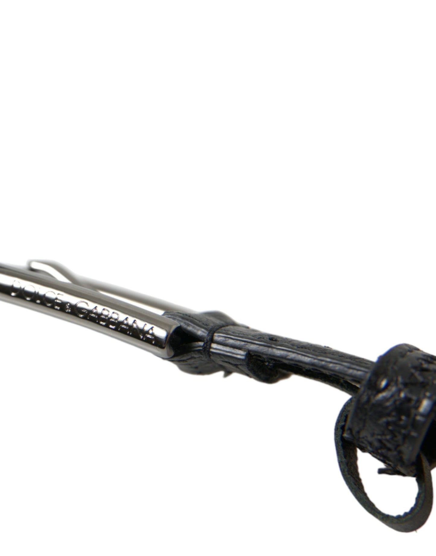 Dolce &amp; Gabbana – Schwarzer Gürtel aus exotischem Leder mit silberner Metallschnalle