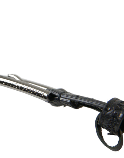 Dolce &amp; Gabbana – Schwarzer Gürtel aus exotischem Leder mit silberner Metallschnalle