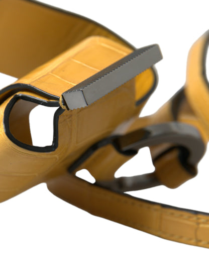 Dolce &amp; Gabbana – Schlüsselanhänger mit Logo-Print aus gelbem Krokodilleder