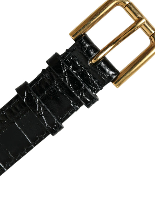 Dolce &amp; Gabbana Armband aus strukturiertem Leder in Schwarz mit goldfarbener Metallschnalle