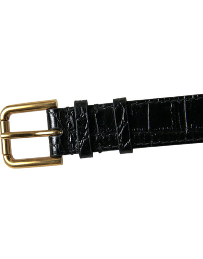 Dolce &amp; Gabbana Armband aus strukturiertem Leder in Schwarz mit goldfarbener Metallschnalle