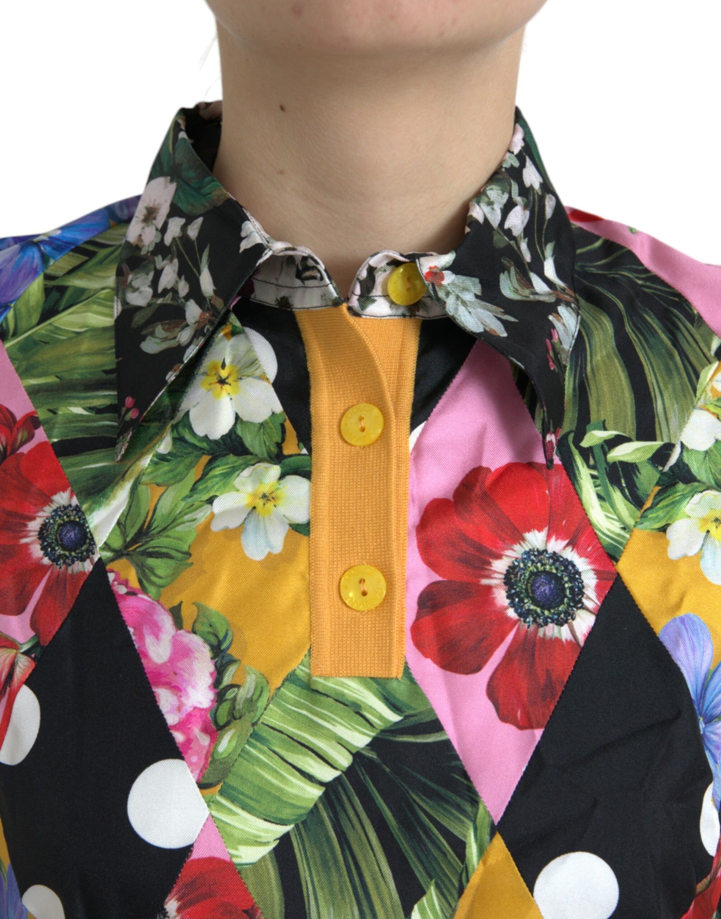 Dolce &amp; Gabbana – Mehrfarbiger Henley-Pullover aus Kaschmir mit Patchwork