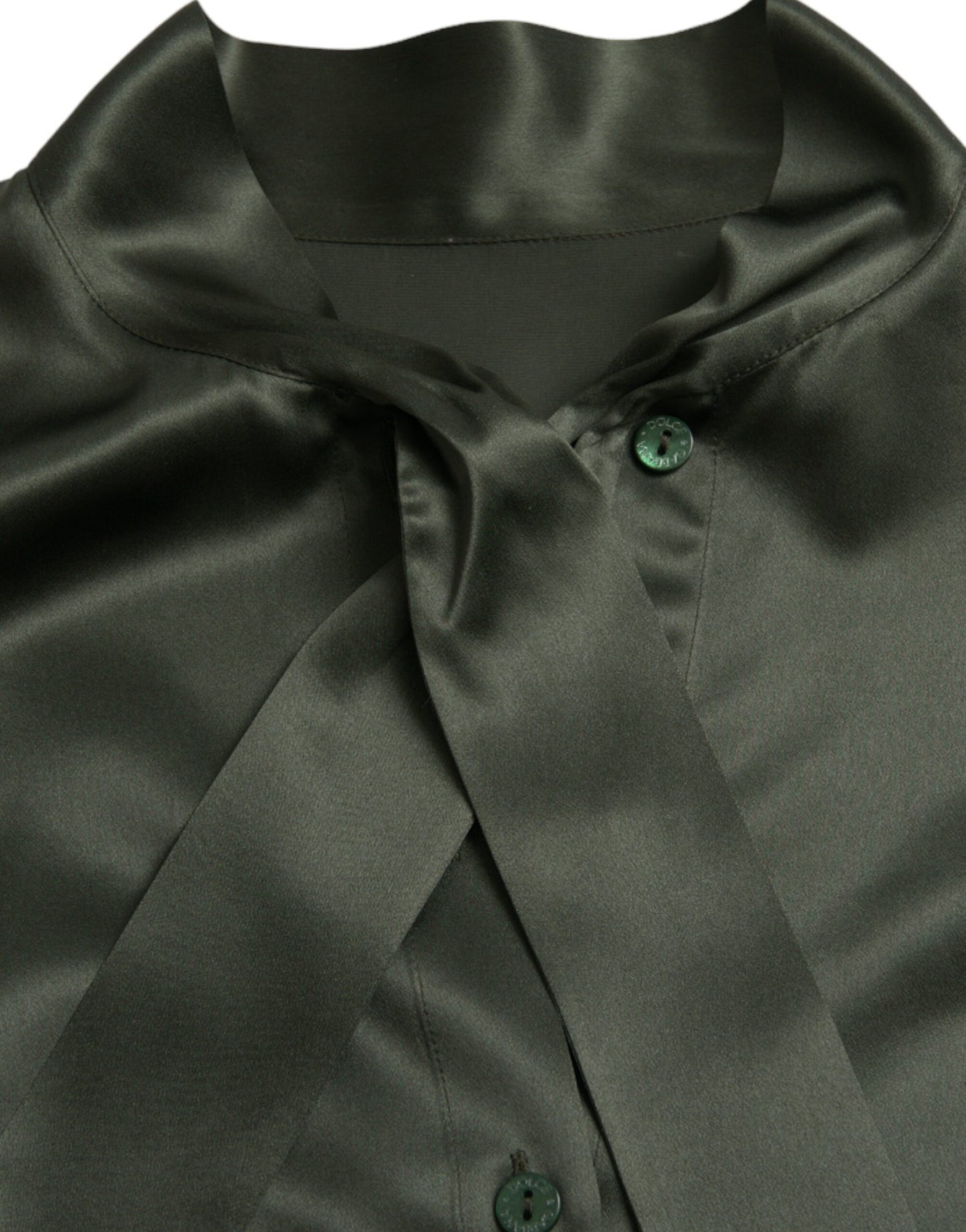 Dolce &amp; Gabbana – Graues Blusenoberteil mit langen Ärmeln und Ascot-Kragen