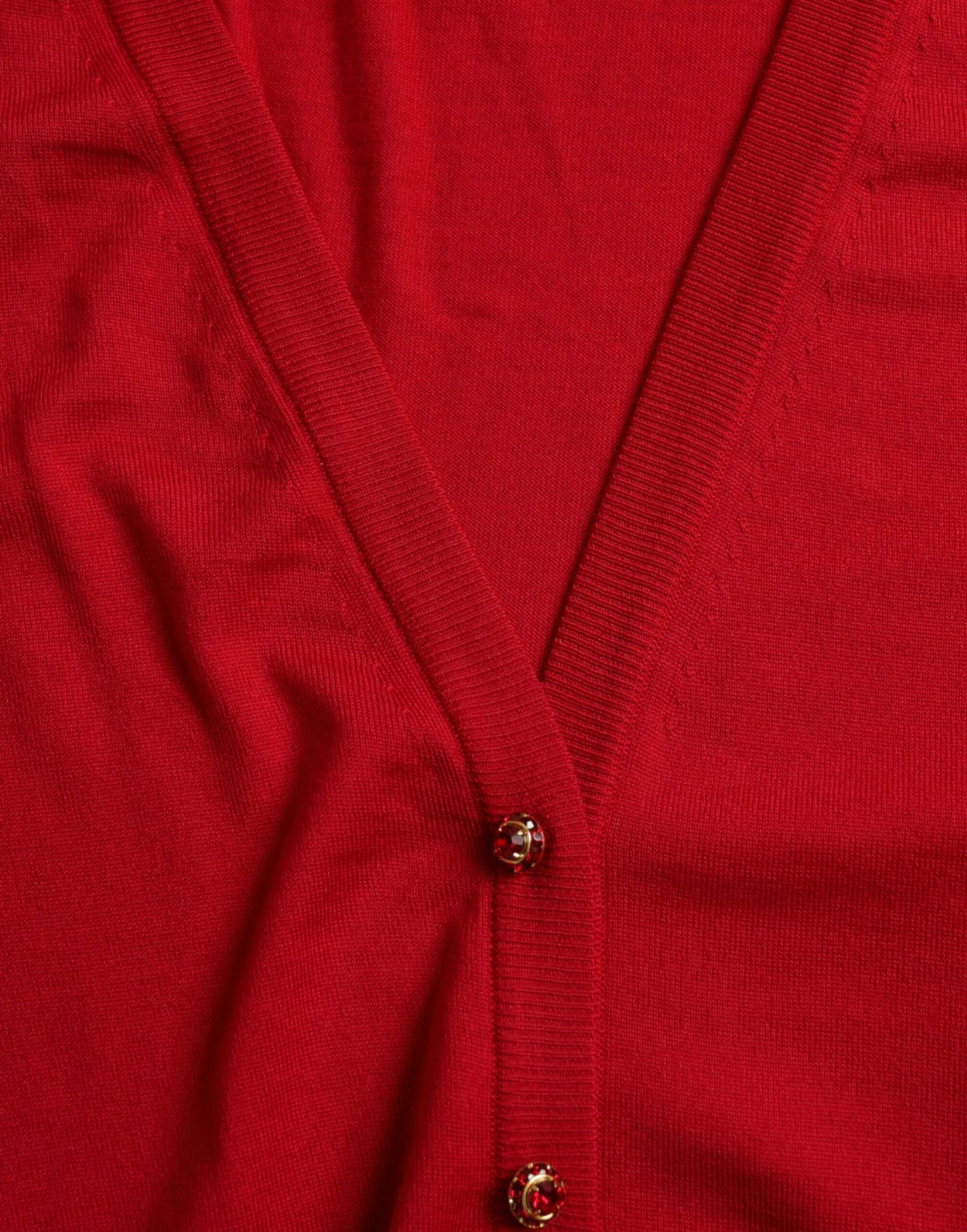 Dolce &amp; Gabbana – Roter Cardigan aus Wolle mit V-Ausschnitt und Knöpfen