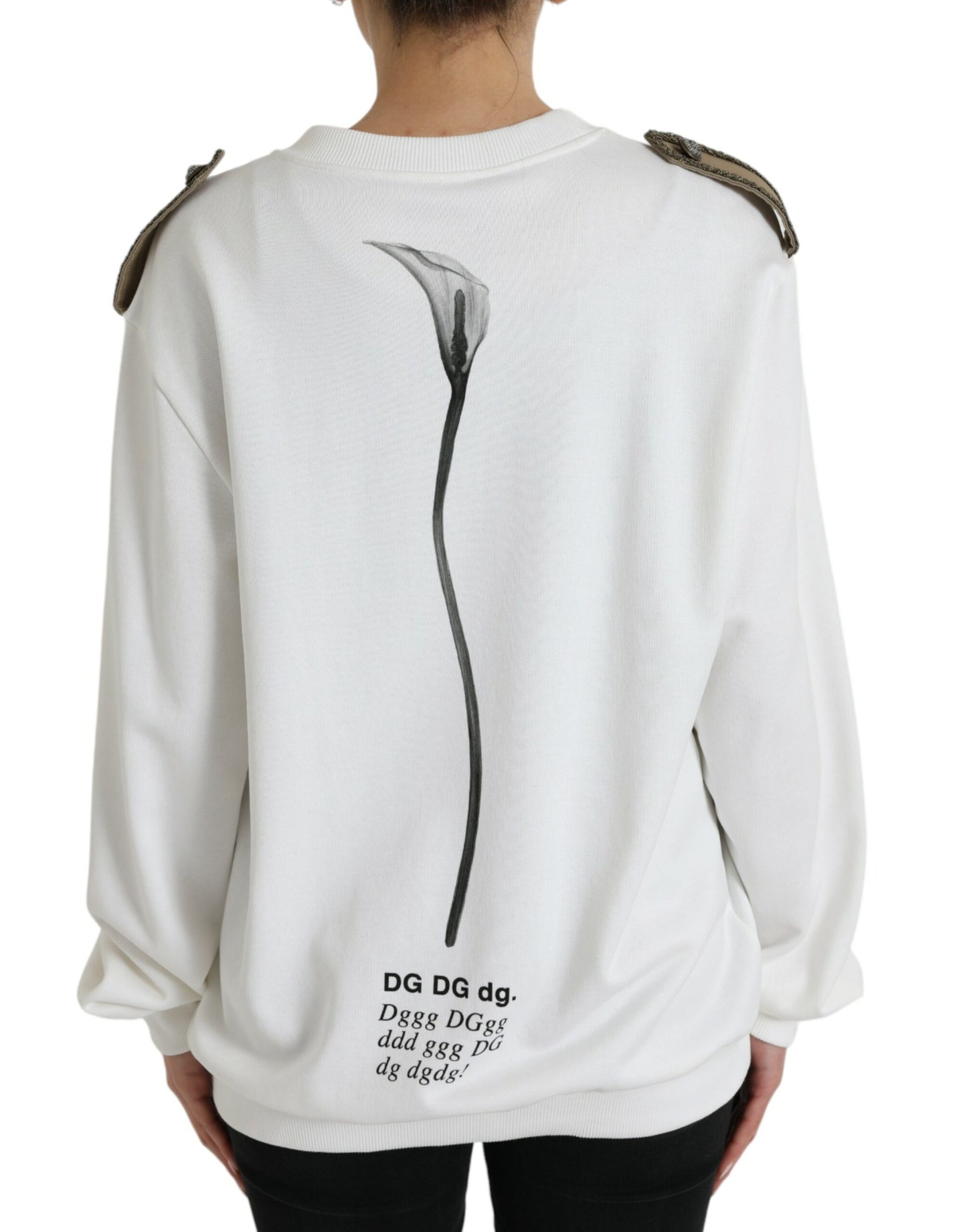 Dolce &amp; Gabbana – Weißer Pullover aus Baumwolle mit Rundhalsausschnitt und Blumenmuster