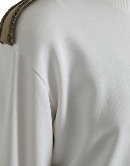 Dolce &amp; Gabbana – Weißer Pullover aus Baumwolle mit Rundhalsausschnitt und Blumenmuster