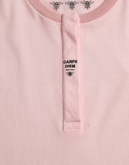 Dolce &amp; Gabbana – Rosafarbenes T-Shirt aus Baumwolle mit kurzen Ärmeln und Blumendruck