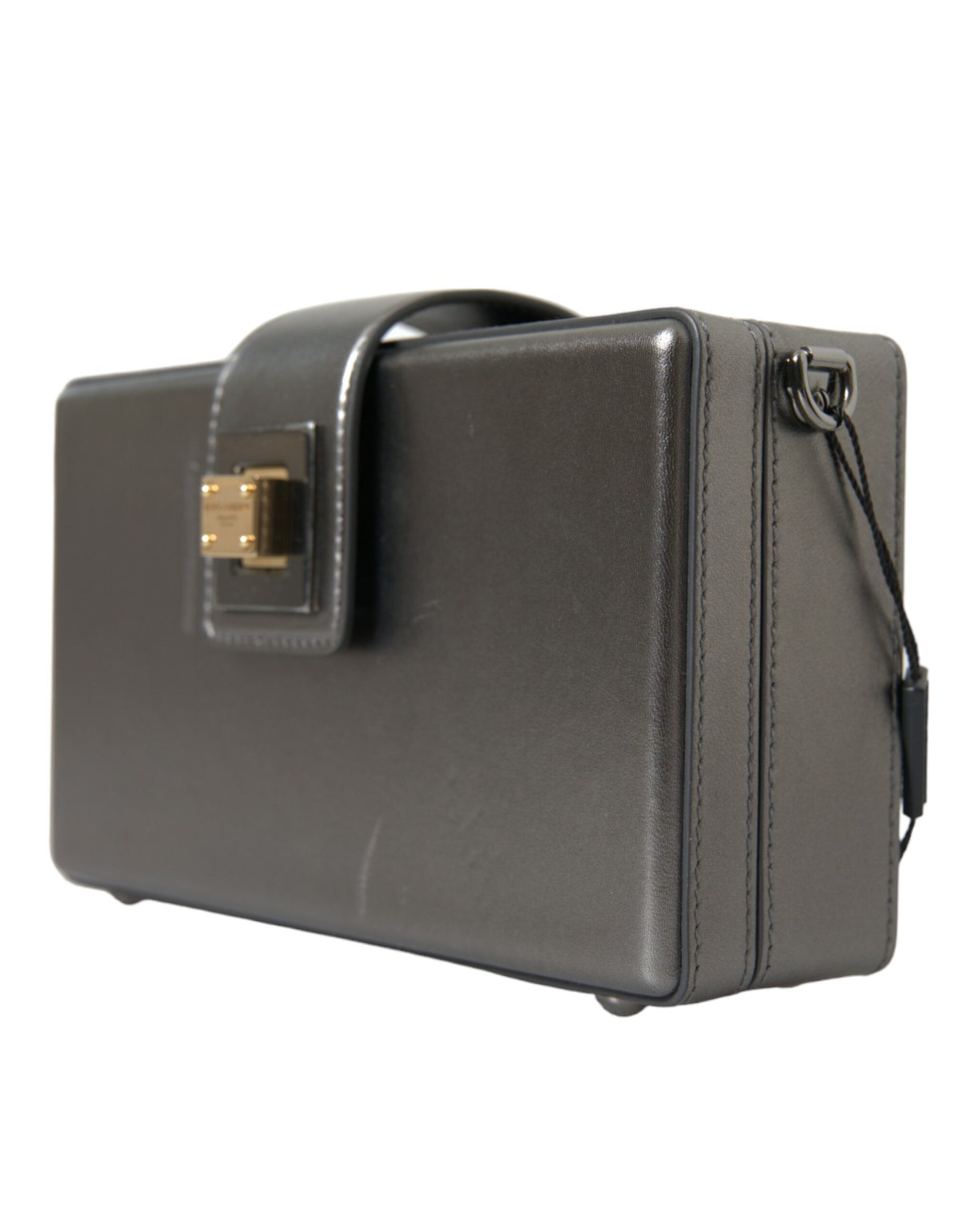 Dolce &amp; Gabbana DG BOX Umhängetasche aus Kalbsleder in Metallic-Grau