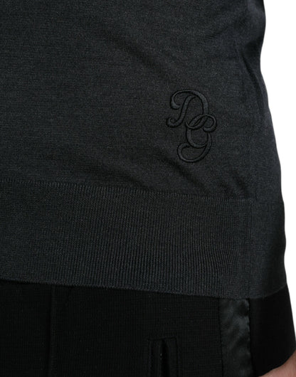 Dolce &amp; Gabbana – Dunkelgraues T-Shirt mit Rundhalsausschnitt und kurzen Ärmeln