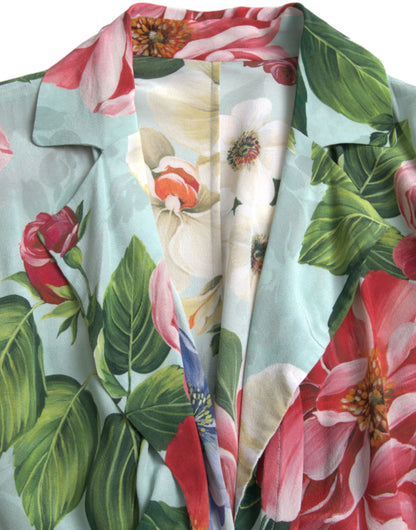 Dolce &amp; Gabbana – Blaues Jumpsuit-Wickelkleid mit weitem Bein und Blumenmuster