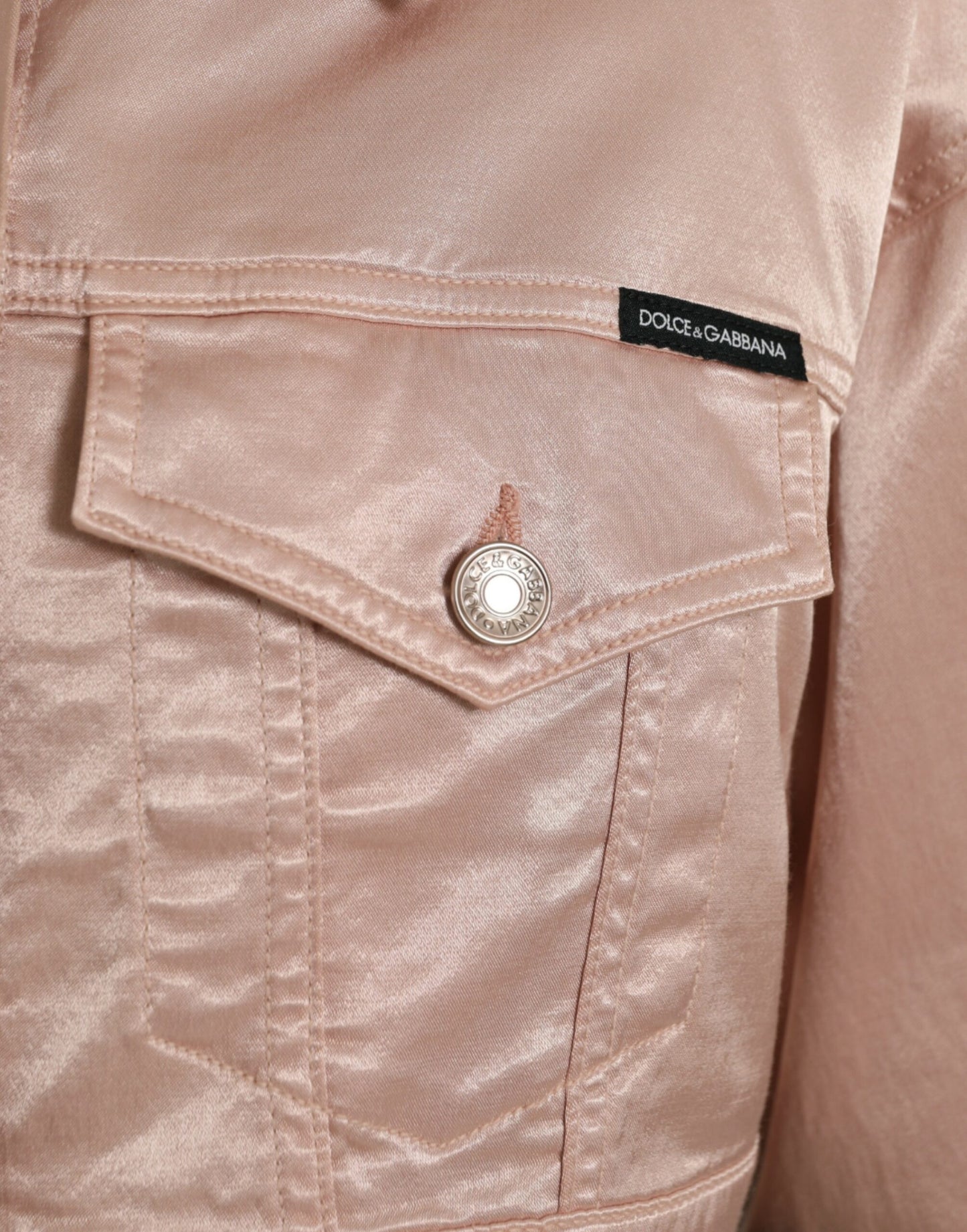 Dolce &amp; Gabbana – Kurze Jacke aus Baumwollstretch mit Kragen in Rosa