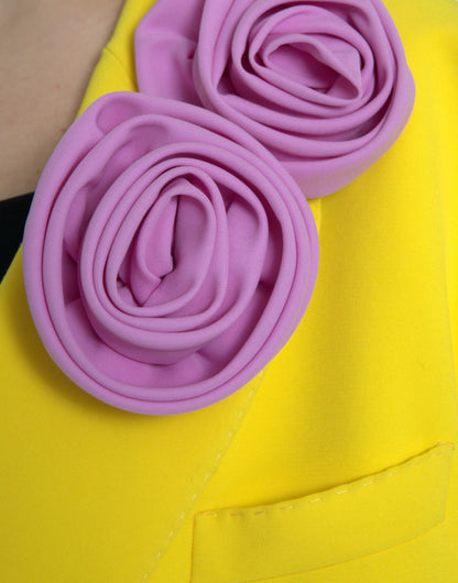 Dolce &amp; Gabbana – Mehrfarbige Patchwork-Manteljacke mit Blumenapplikationen