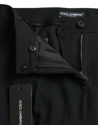 Dolce &amp; Gabbana – Schwarze, schmal zulaufende Wollhose mit mittlerer Taille