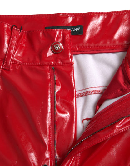 Dolce & Gabbana Shiny Red High Waist Skinny Pants