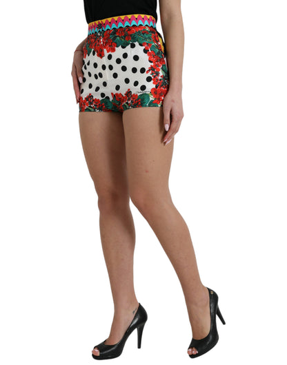 Dolce &amp; Gabbana – Hotpants-Shorts mit mehrfarbigem Blumenmuster und Tupfenmuster