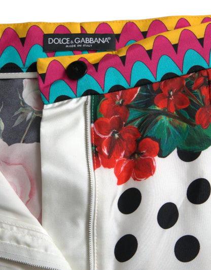 Dolce &amp; Gabbana – Hotpants-Shorts mit mehrfarbigem Blumenmuster und Tupfenmuster