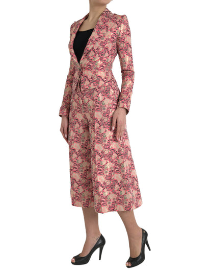 Dolce &amp; Gabbana – Zweiteiliger Slim-Fit-Anzug aus rosa Jacquard mit Blumenmuster
