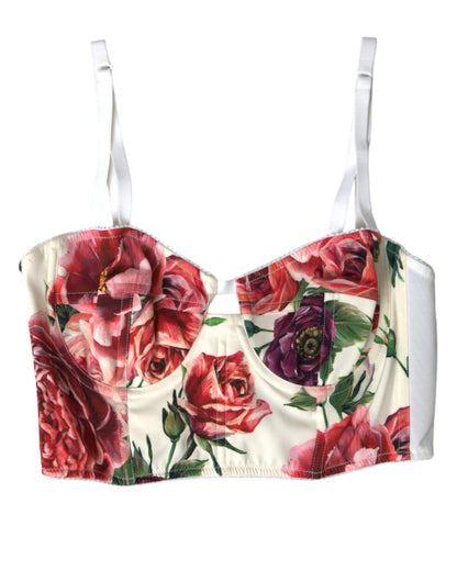 Dolce &amp; Gabbana – Ärmelloses Bustier-Crop-Top mit mehrfarbigem Blumenmuster