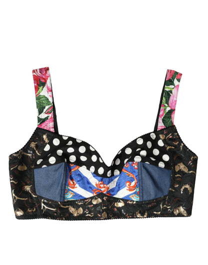 Dolce &amp; Gabbana – Bustier-Crop-Top mit mehrfarbigem Blumen-Patchwork