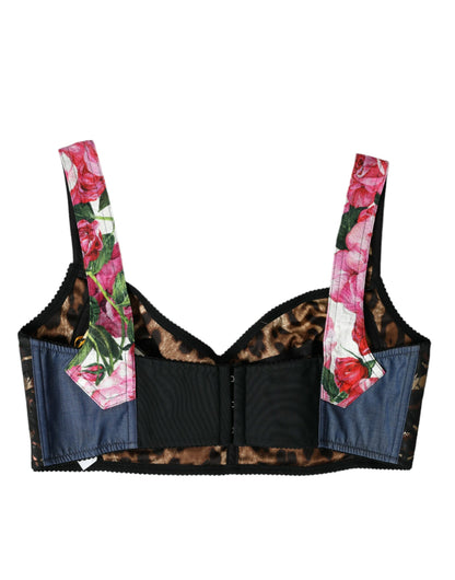 Dolce &amp; Gabbana – Bustier-Crop-Top mit mehrfarbigem Blumen-Patchwork