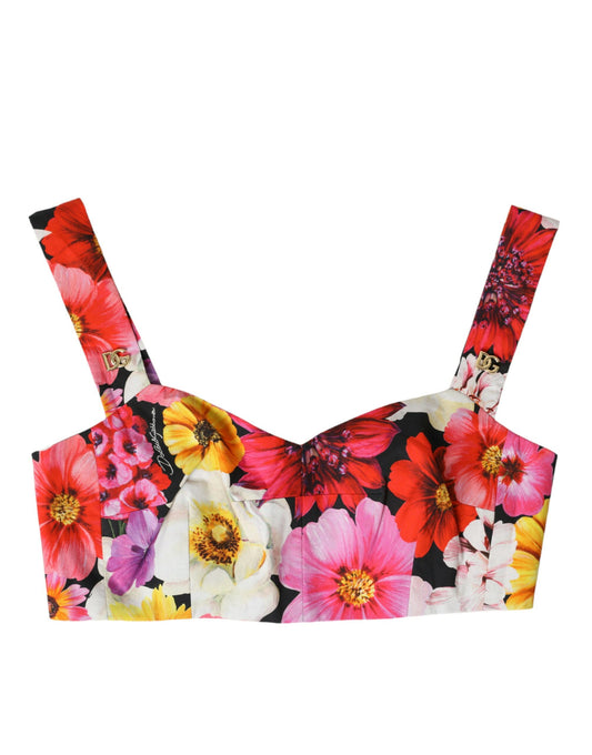 Dolce &amp; Gabbana – Ärmelloses Bustier-Crop-Top mit mehrfarbigem Blumenmuster