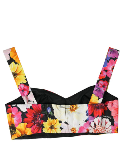 Dolce &amp; Gabbana – Ärmelloses Bustier-Crop-Top mit mehrfarbigem Blumenmuster